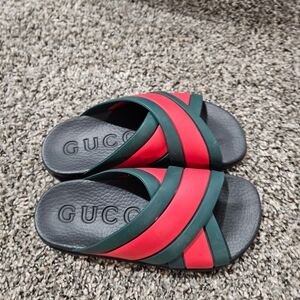 Authentic Gucci Red and Green Web Slides